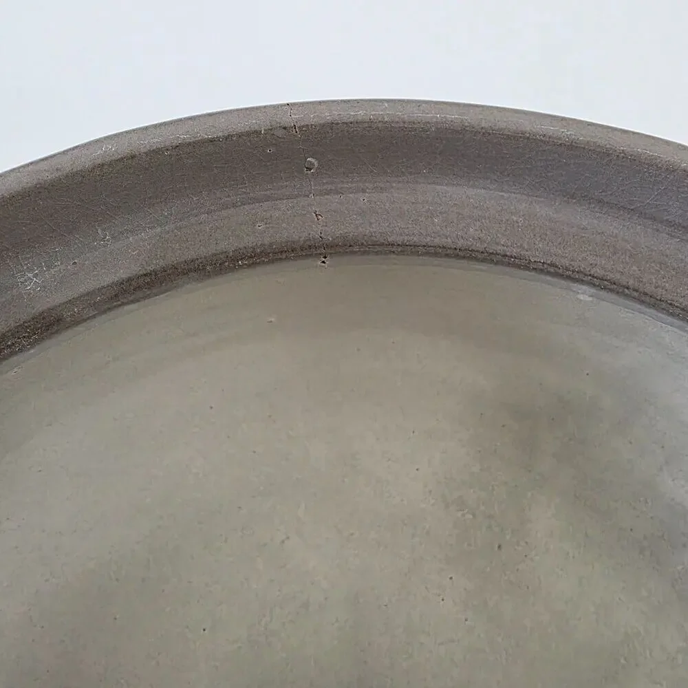 Vintage Handcrafted Ceramic Casserole Dish w Lid Gray Embossed Floral Rustic